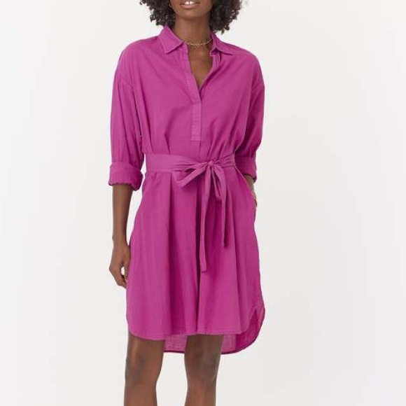 Xirena Blayke cotton poplin shirt dress in purple wine size XS - Picture 2 of 15